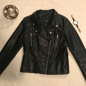 Black Faux Leather Moro Jacket